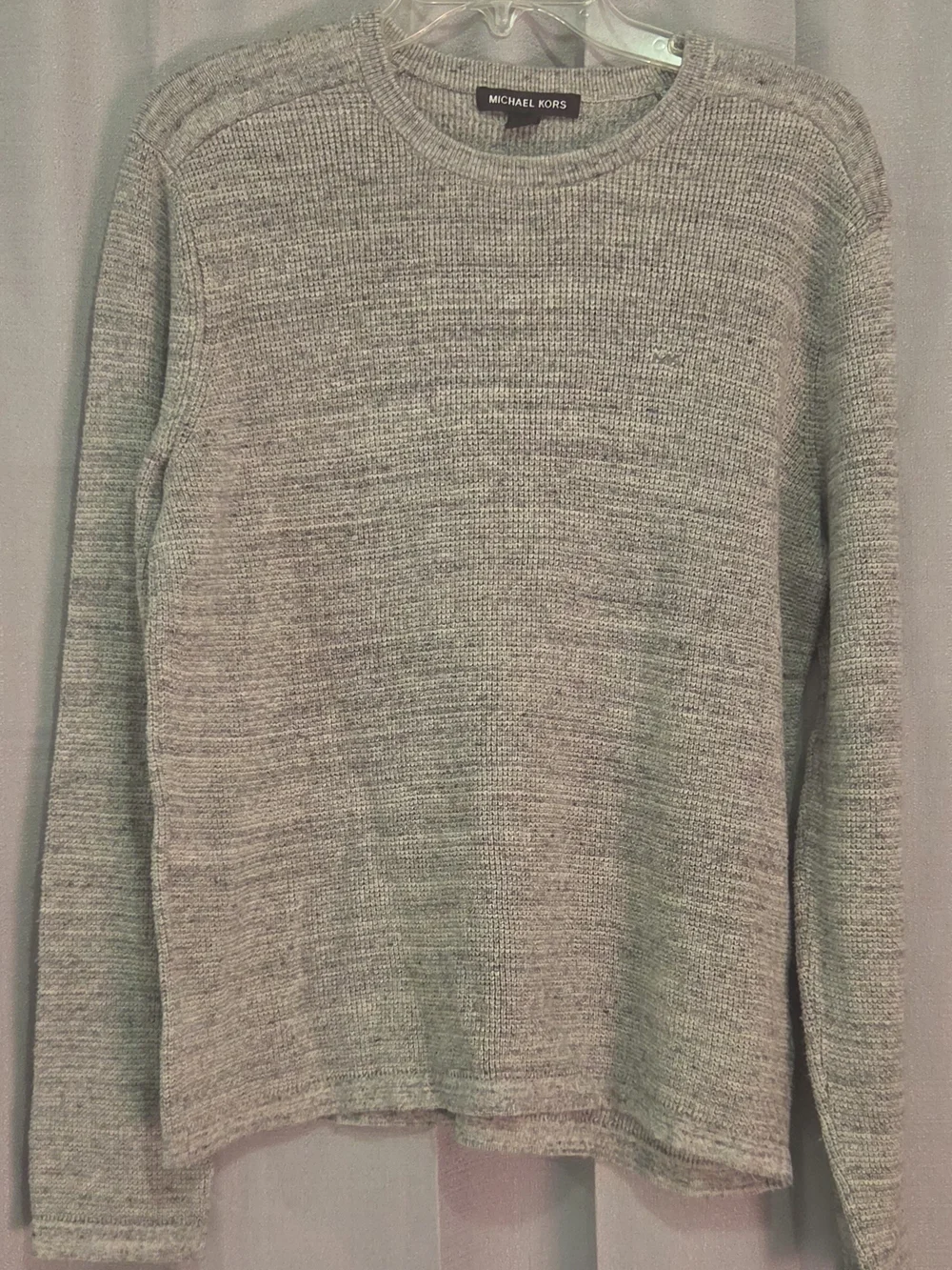 Michael Kors Large Waffle Knit Sweater Mens Grey Cotton Wool Blend Pullover Crew